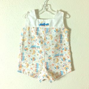 Vintage 1960s Cross Stitch Choo Choo Train Romper